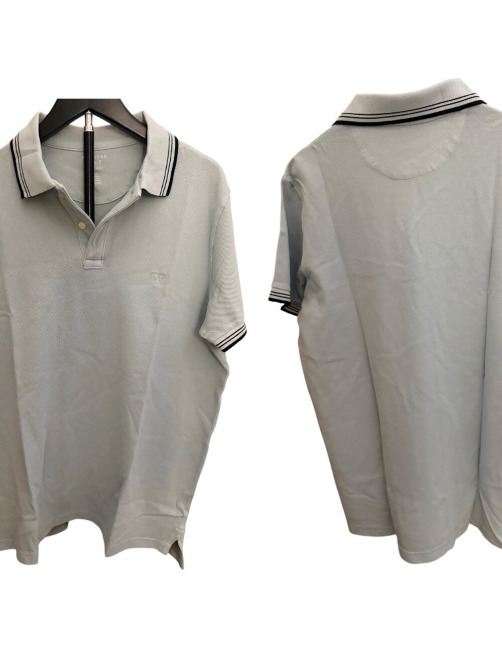 American Eagle Lived-In Stretch Pique Slim Fit Tipped Polo Shirt (L/unused)